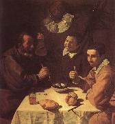 VELAZQUEZ, Diego Rodriguez de Silva y The three man beside the table oil